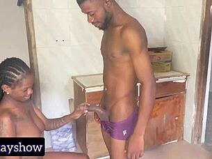 Ready for sweet ebony teen blowbang on big black cocks?