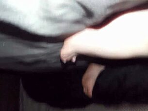 guy spies on her masturbating while sucking those lil toes