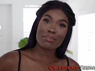 Damn sub ebony teen hammered rough by monster black cock craving cum!