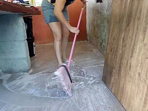 Hot short maid grabs my cock and takes it deep in her tight spots around house