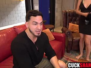 Cuckold husband watches blonde milf swing with buddy in hot session