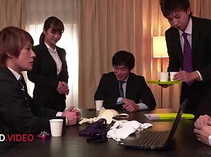 Seductive Anju Akane Office 3some Asian JAV Fuck Heat