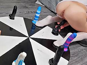 Petite Teen Wheel Dildos Anal Double Penetration Orgasm Win