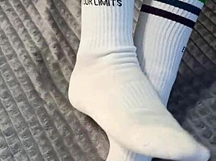 dirty roommate bought special socks to tease my big cock footjob pov