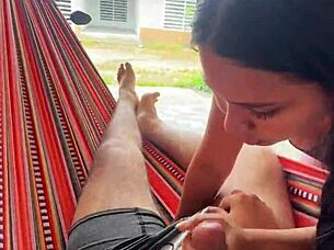 colombian girlfriend sneaks public street blowjob on boyfriend