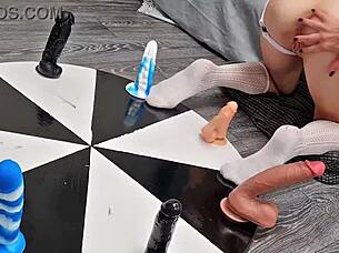 Petite Teen Wheel Dildos Anal Double Penetration Orgasm Win