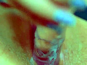 Brunette Teen's Puffy Shaved Pussy Devoured By Glass Dildo Orgasm