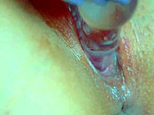 Brunette Teen's Puffy Shaved Pussy Devoured By Glass Dildo Orgasm