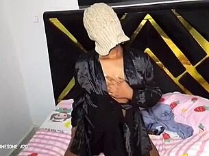 Curvy ebony Swit Fricky shakes her fat ass feeling super horny solo.