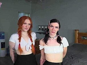 juicy teen lesbians ride pussies to creampie in steamy threesome orgy?