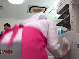 Asian Office Lady Chihiro Akino Sucks Hard For Creampie Finish!