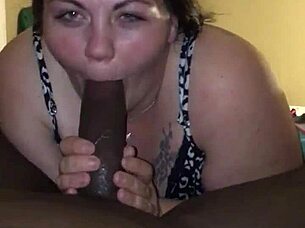 Cecee delivers sloppy interracial deepthroat blowjob with massive cum swallow