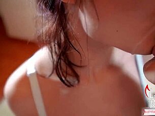 busty lesbians finger wet pussies eat out with milk closeup dripping 👅💦