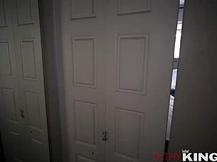 filthy ebony babe facial cumshot nearly caught pov fuck