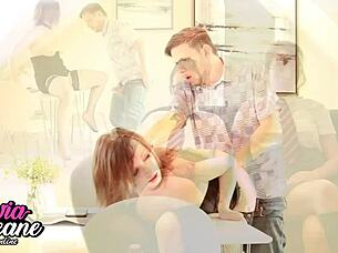 Teen Fucked Hard While Twin Watches Unaware