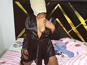 Curvy ebony Swit Fricky shakes her fat ass feeling super horny solo.