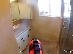 christy mack's teasing shower with big tits and ass