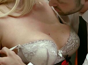 Office slut teases with huge ass blowjob, ends in facial cumshot at work.