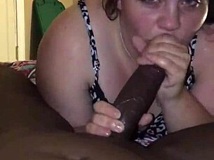 Cecee delivers sloppy interracial deepthroat blowjob with massive cum swallow