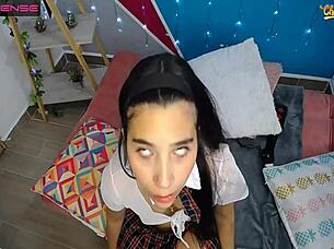 new latina camgirl mia lópez teases horny on webcam