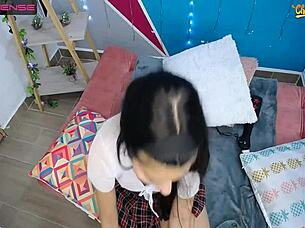 new latina camgirl mia lópez teases horny on webcam