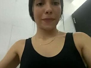 Risky Latina Teen Fingers Dripping Wet Pussy in Gym Shower Adventure!