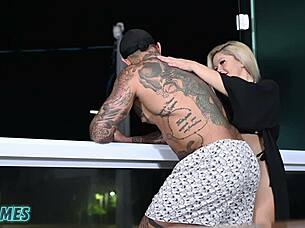 brazilian blonde curvy slut's giant ass fucked under moonlight by monster cock