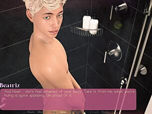 Big titted milf drops to knees for intense bathroom dick sucking session