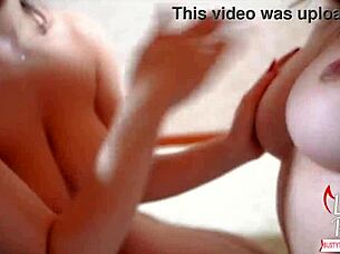 busty lesbians finger wet pussies eat out with milk closeup dripping 👅💦