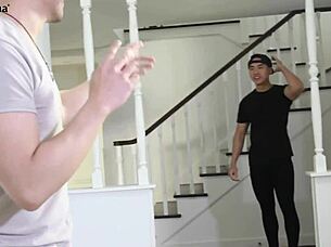 two asian masseurs give ginger double happy ending penetration