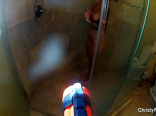 christy mack's teasing shower with big tits and ass