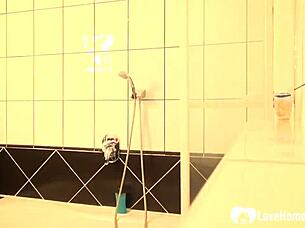 amazing petite brunette girlfriend teases big ass in homemade shower masturbation