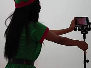 sexy brunette flashes ass in exhibitionist massage fantasy