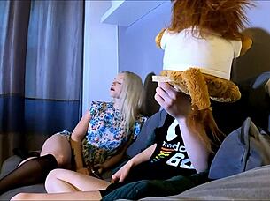 hey girls photoshoot turns into hot threesome handjob?