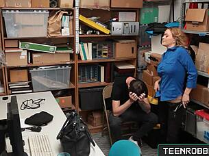 naughty officer krissy lynn seduces young thief in office
