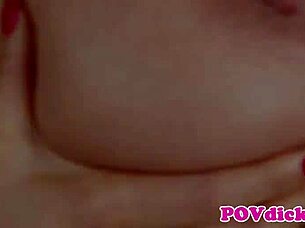 Beautiful asian milf sucks cock pov then tastes hot cum closeup