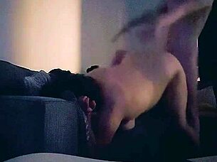 moaning wife returns home for hard living room fuck