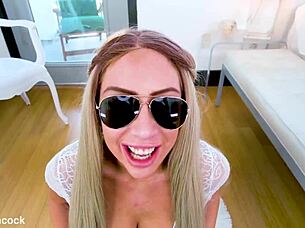 hey watch sunny chase's huge natural tits bounce on monster cock pov swallow