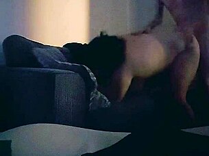 moaning wife returns home for hard living room fuck