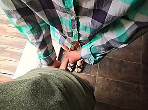 Hot girl makes guy cum quick in wet panties