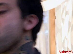 bondage sub tied stairs sucks dom cock rough doggystyle assfucking