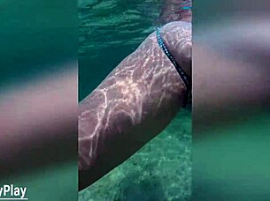 Watch multiple creampies dripping underwater in pool