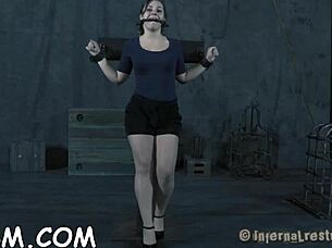 adorable brunette babe moans huge in bdsm toy masturbation