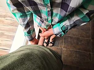 Hot girl makes guy cum quick in wet panties