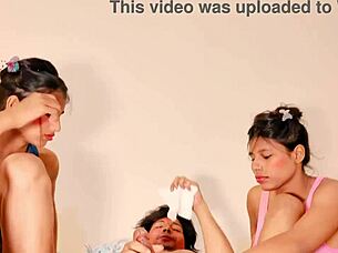 threesome squirts orgasms on huge cock fisting tight