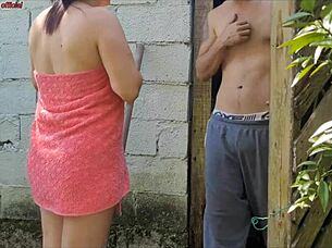 housewife in towel pays handyman with curvy milf sex 😏🚿🍑