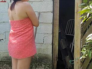 housewife in towel pays handyman with curvy milf sex 😏🚿🍑