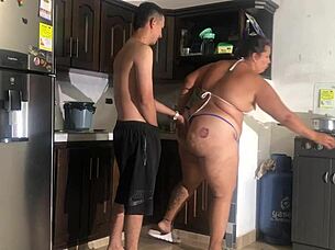 Rough Hotel Kitchen Sex with Big Ass Latina