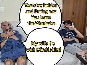 i blindfolded my sub girl in bedroom and old friend took over pounding her tight