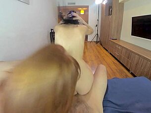 Young couple invites anna borisova for creampie threesome bang